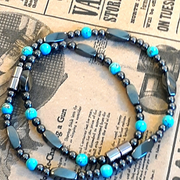 Jewelry - Hematite & Turquoise Matching Bracelet & Anklet